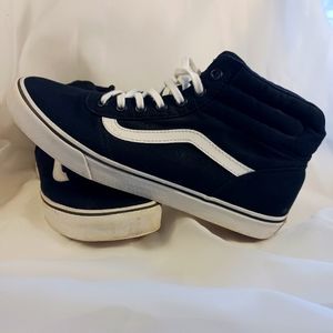 Size 10 VANS Womens Off The Wall High Top Sneakers Shoes Black & White